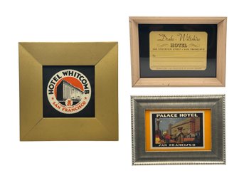San Francisco Hotel Original Unused Luggage Labels Trio: Whitcomb, Palace & Drake Wiltshire