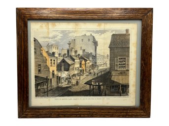 View Of Baxter Street NYC: 1863 Valentines Manual Hand-Colored Lithograph In Wood Frame