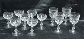 1960s Tiffany & Co 4 Goblets & 7 Champagne King Arthur Pattern Crystal Glasses   JODA/WAD
