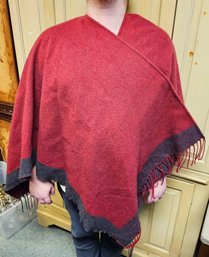 Beautiful Wool Blend Poncho Cape With Dark Trim