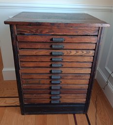 Antique Hamilton Mfg Co, Ca 1900, 12- Drawer Map/ Large Document Oak Flat File Cabinet With Metal Pulls    DR