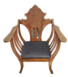 Victorian Renaissance Revival Carved Oak Throne Style Armchair