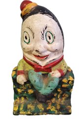 Antique Hand Painted Cast Iron Humpty Dumpty Coin Bank