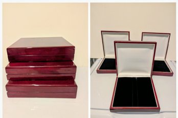 Three Laminated Jewelry Boxes With Velvet Cushion Lining
