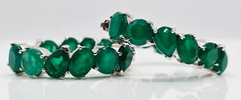 Green Onyx Inside Out Earrings In Bonded Platinum