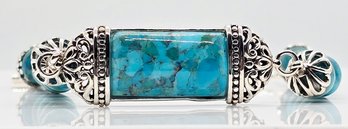 Blue Turquoise Multi-wear Bracelet In Sterling Silver