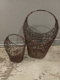 Large Metal Basket Lot Of 2
