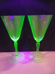 Pair Of Uranium Wine Glasses