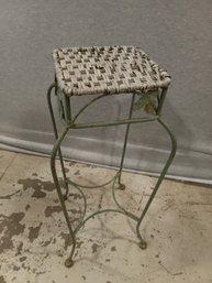 Vintage Iron Plant Stand With Woven Top