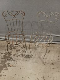 Pair Of Iron Chair Plant Stands