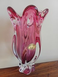 Bohemia Hand Made Cranberry Vase