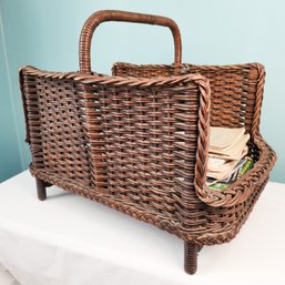 Antique Heywood Wakefield Wicker Magazine Basket
