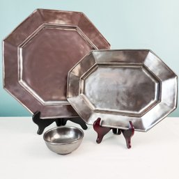 Juliska Gun Metal Luster Glaze Dishes Pewter
