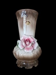 Vintage Italian Hand Painted Porcelain Nuova Capodimonte Two Tone Vase
