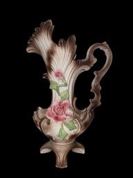 Vintage Italian Hand Painted Porcelain Baroque Capodimonte Pitcher.
