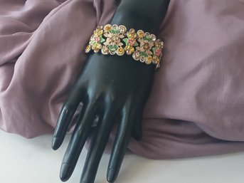 Enameled And Gem Stone Stretch Bracelet #5