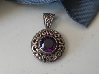 Sterling Silver Purple Stone Pendant #18