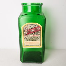 Large Antique Green Glass Jar - Quinquina Au Muscat