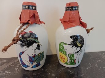 Pair Of 2 Sealed Asian Bottles