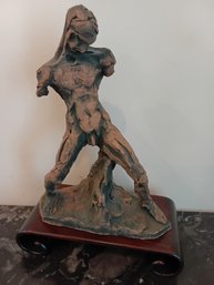 Signed Armless Nude Man Sculpture