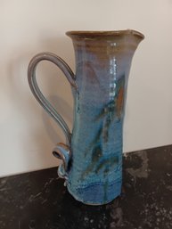 Large Signed Pottery Pitcher
