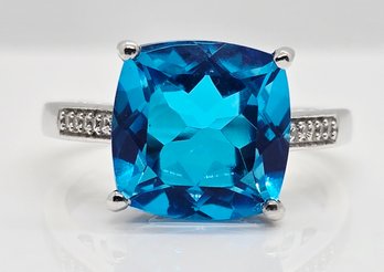 Carribean Quartz, White Zircon, Platinum Over Sterling Silver