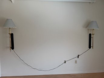 Pair Of Large Brass Vintage Sconce Lamps