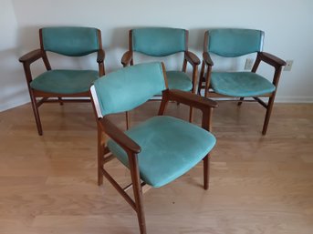 MCM WH Gunlocke Chair Co Teal Cushioned Chairs