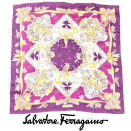 Vintage Salvatore Ferragamo Silk Scarf Made In Italy