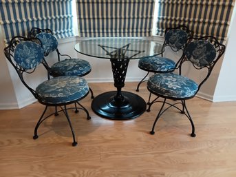 Beautiful Vintage Heavy Iron Table & Swivel Chairs