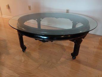 Large Glass Top Asian Coffee Table