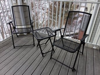 Metal Mesh Folding Patio Chairs & Table