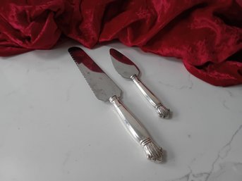 Pair Of Sterling Silver Handled Cake Servers