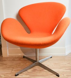 Arne Jacobsen Style Orange Swan Swivel Chair