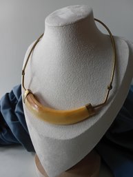 Vintage Bohemian Style Curved Tusk Or Horn Choker Necklace