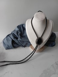 Vintage Sterling Silver & Black Onyx Western Bolo Tie