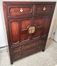 Substantial Chinese Style Dresser With Brass Hardware By Henredon