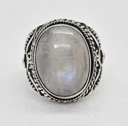 Rainbow Moonstone Sterling Silver Ring