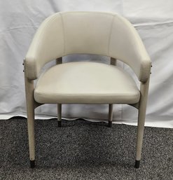 Interlude Home Cheshire Leather Mahogany Wood Upholstered Arm Dining Chair