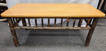 Rustic Hickory Log Handcrafted Coffee Table