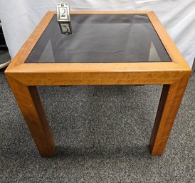 Vintage Mid Century Modern Brown Square Smokey Glass End Table (#2)