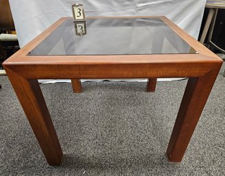 Vintage Mid Century Modern Brown Square Smokey Glass End Table(#3)