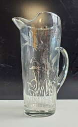 Vintage MCM Martini Pitcher With Sterling Silver Overlay Barware