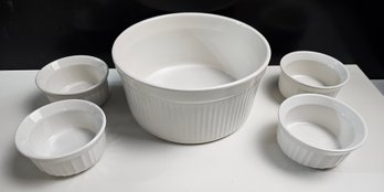Corningware Stoneware Ramekin And Souffle Dish Lot