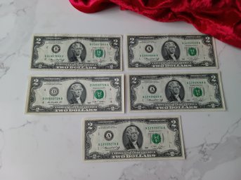 Lot Of 5 - Two Dollar Bills #97