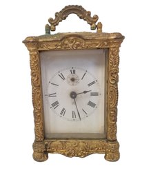 Antique Waterbury Carriage Clock With Gilt Bronze Housing - NEEDS REPAIR