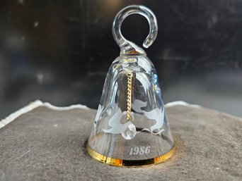 Vintage 1986 Lenox Annual Hand-blown Crystal Bell 24k Gold Trim