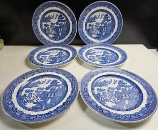 Vintage Johnson Bros Iconic Blue Willow Dinner Plates