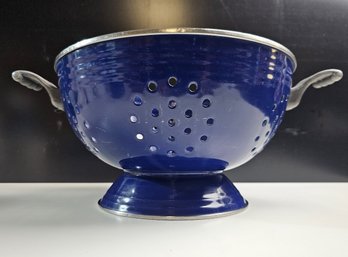 Vintage Fiesta Ware Cobalt Blue Colander With Claw Handles