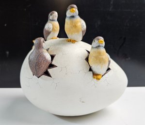 Amazing Vintage Hatching Cracked Egg Bird Figurine Sculpture ($$$)